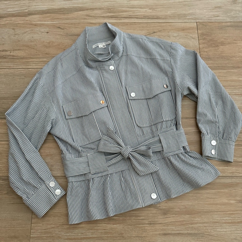 Veronica Beard York Seersucker Bomber Jacket Size Medium - Picture 6 of 16